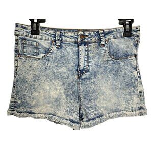 Acid Wash Denim Jean Shorts Womens 17 Frayed Hem Casual Shorts